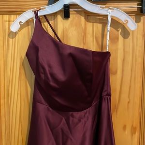 David’s bridal One shoulder satin a-line bridesmaid dress